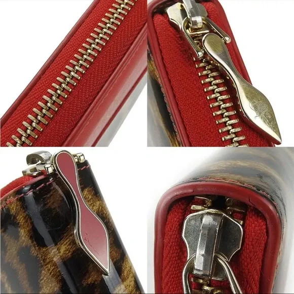 SOLD❤️ LOUBOUTIN RARE Leopard Print Red Accent Zippy Long Wallet - Picture 5 of 8